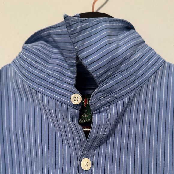 VINTAGE 90s J. Crew Men's Striped Long Sleeve Button Down in Baby Blue Size Med - Picture 5 of 16